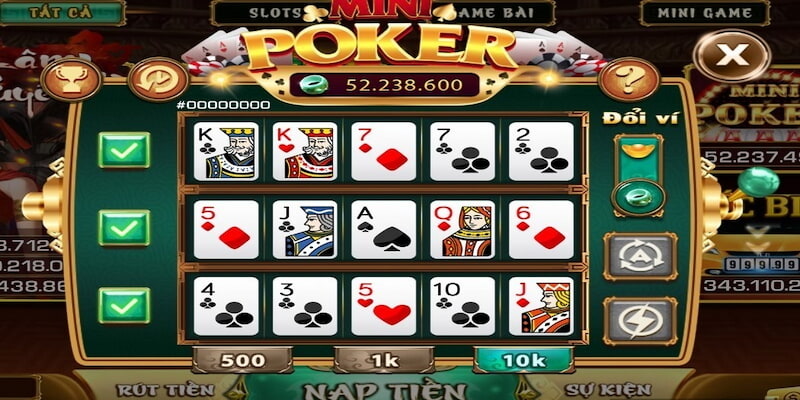 Mini Poker độc quyền tại Nổ Hũ